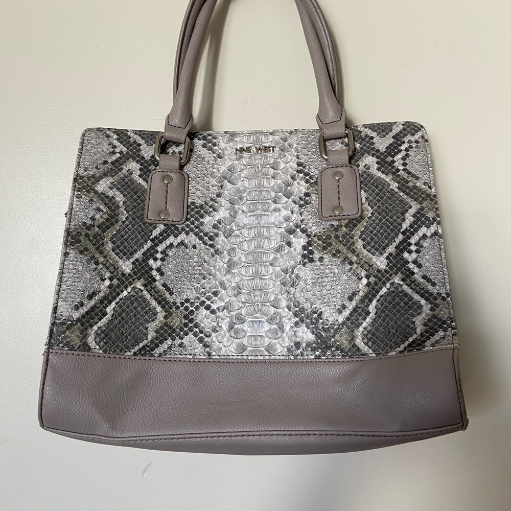Nine West Gray and Snake Print Tote